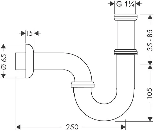Hansgrohe Standard-Röhrensiphon G 1 1/4, chrom-53002000