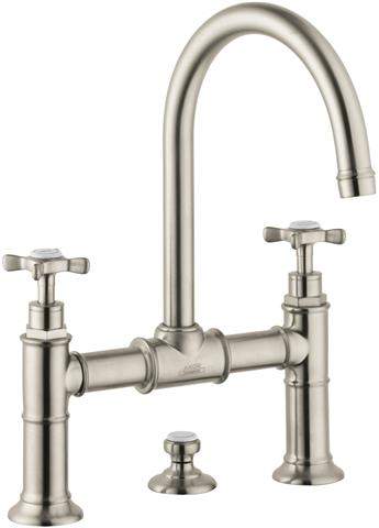 hansgrohe Waschtisch-Zweigriff-Brücken-Armatur Axor Montreux 220 DN 15, chrom, Ausladung 175mm, mit-16510000
