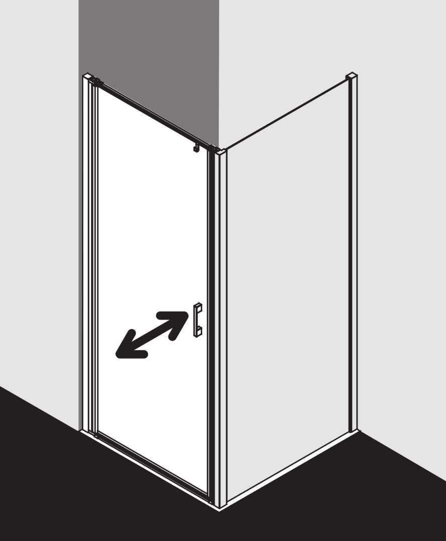 Kermi Liga Pendeltür 1-flügelig 1WRL 800 x 2000 mm ESG klar Silber Hochglanz-LI1WL08020VAK