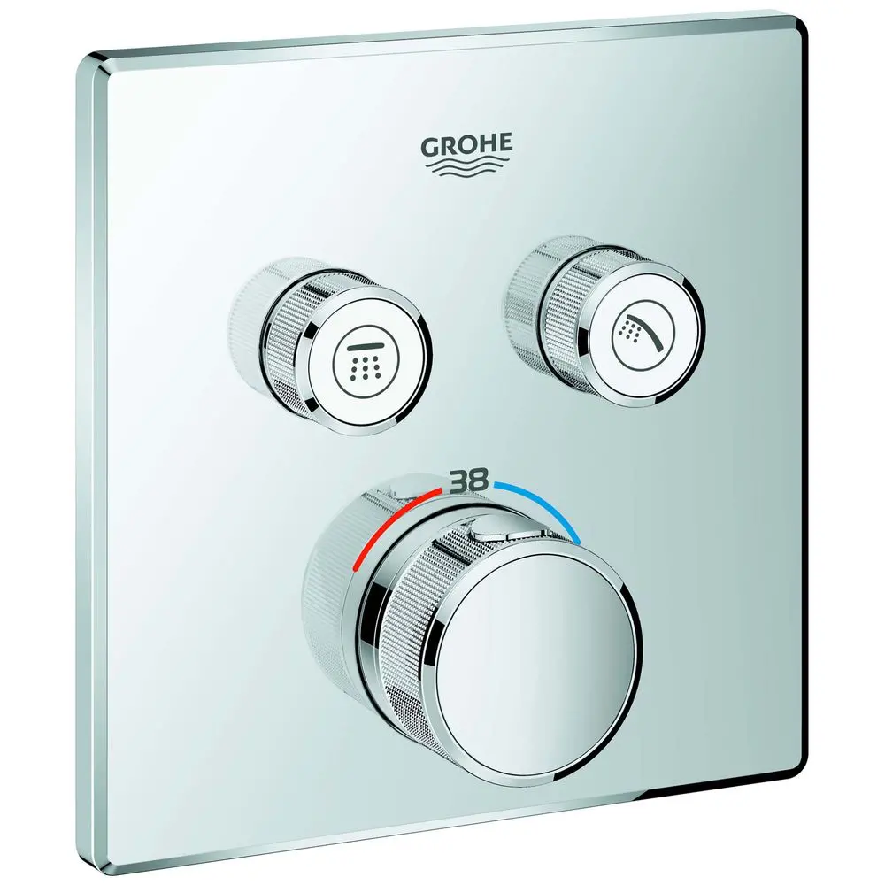 GROHE Fertigmontageset Grohtherm Smartcontrol UP-Thermostat, 2 Absperrventile, eckig, chrom-29124000