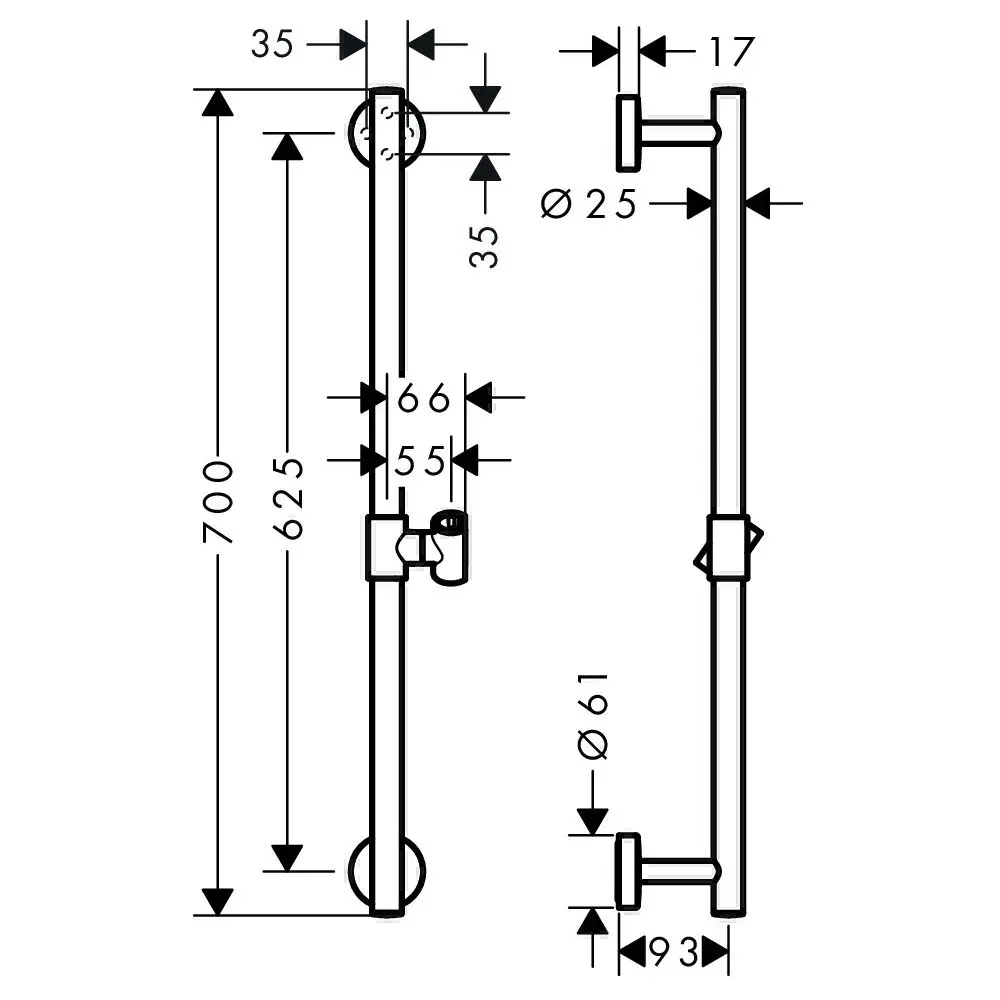 hansgrohe Unica Brausestange Comfort 65cm, chrom-26401000