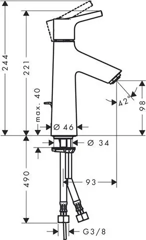 Waschtisch-Einhebelmischer Talis S 100-CoolStart 5 l/min, mit Ablaufgarnitur, chrom-72022000