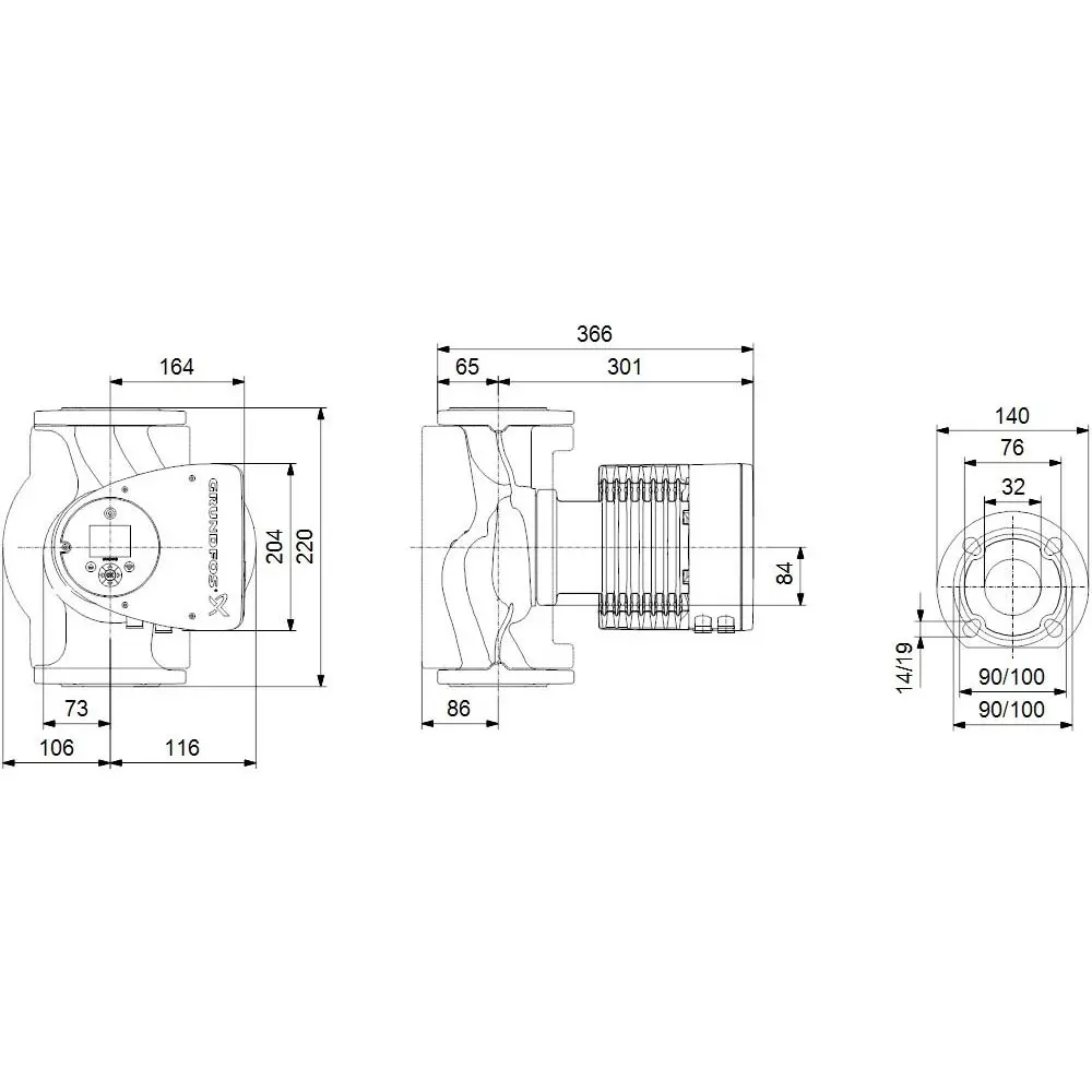Grundfos Heizungsumwälzpumpe MAGNA3 32-120F, 220 mm PN 6/10, 230 V-97924638 Grundfos Heizungsumwälzpumpe MAGNA3 32-120F, 220 mm PN 6/10, 230 V-97924638