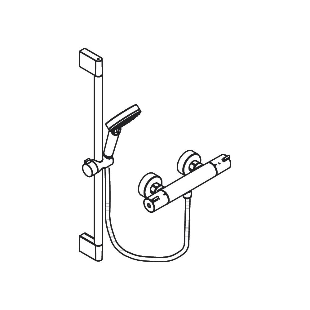 Hansgrohe Brausekombination Croma 100 Multi mit Thermostat Ecostat Comfort und Brausenstange Unica C-27813400