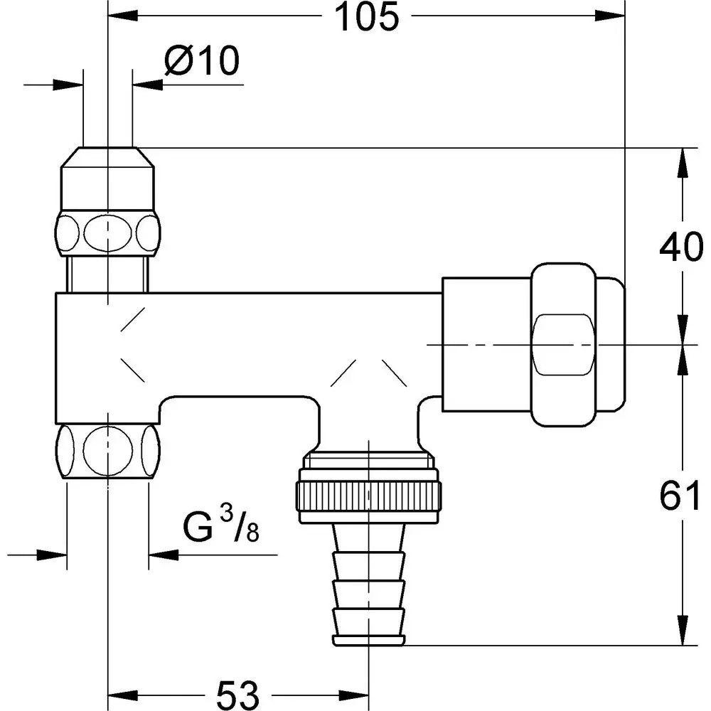 GROHE WAS-Ventil 3/8", mit Schlauchanschluss, chrom -41030000