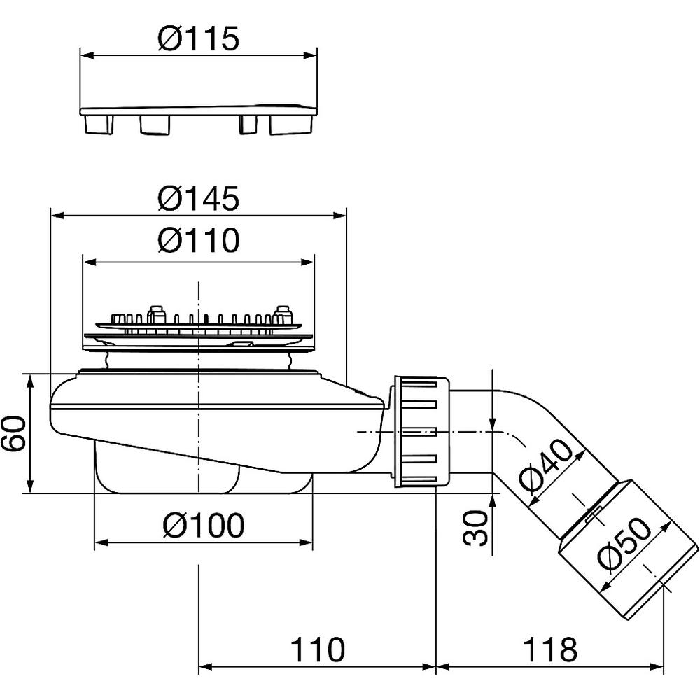 Viega Ablaufgarnitur Tempoplex 6967 in 115mmxDN40/50 Kunststoff verchromt-836566