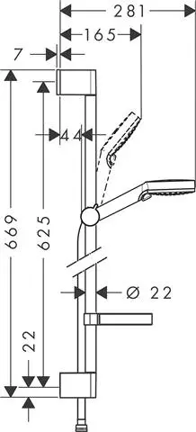 Hansgrohe Brauseset Crometta Vario/Unica Brausestange 65 cm, mit Seifenschale, weiß/chrom-26553400