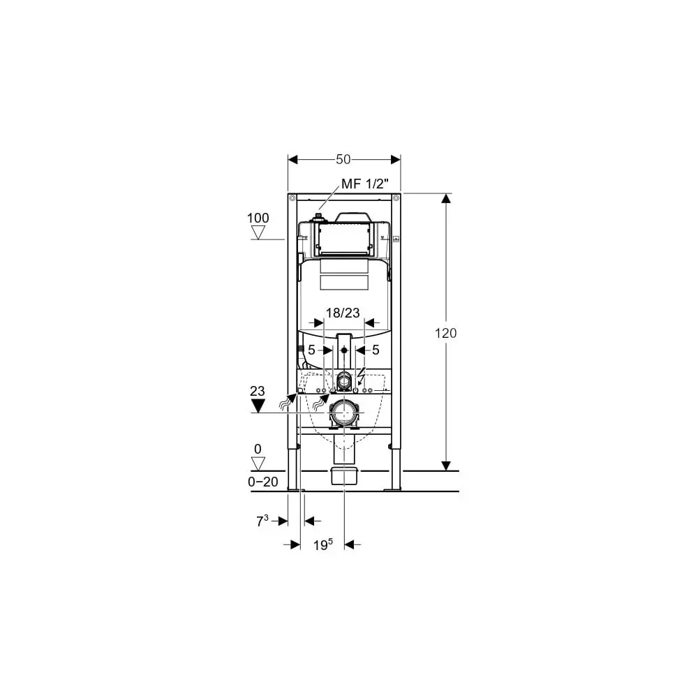 Geberit Wand-WC-Element Duofix BH 120cm, 2 Wasseranschlüsse -111058001