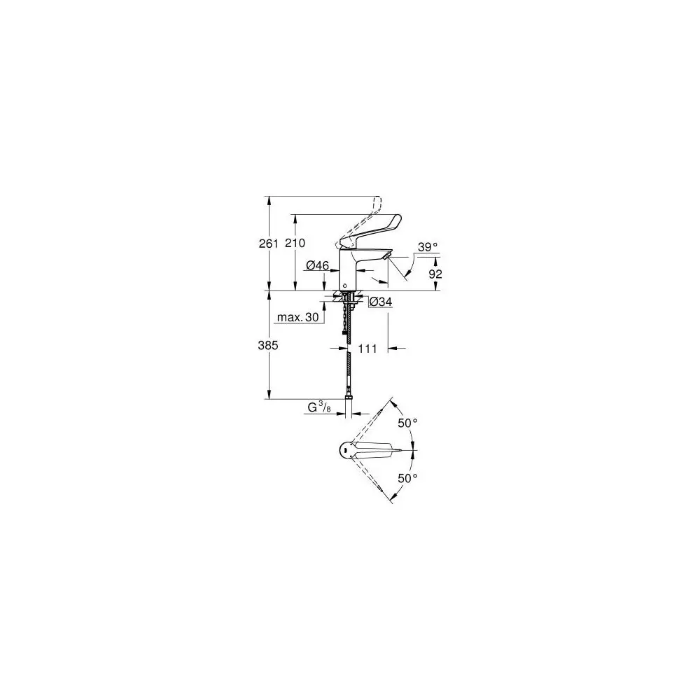 GROHE Waschtisch-Einhebelmischer Eurosmart Care 1/2", S-Size, mit thermischem Verbrühschutz, chrom -23984003 GROHE Waschtisch-Einhebelmischer Eurosmart Care 1/2", S-Size, mit thermischem Verbrühschutz, chrom -23984003