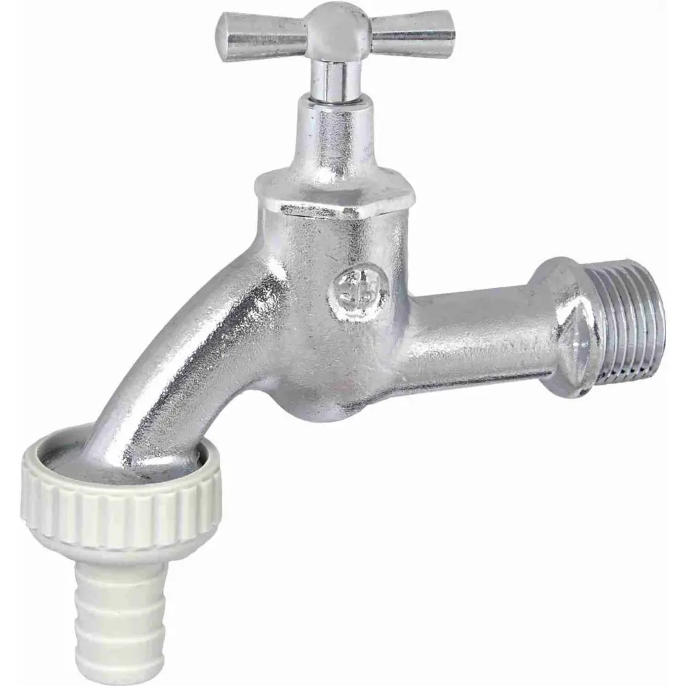 Auslaufventil, Messing, m. Knebelgriff m. Schlauchverschr., matt verchr., 1", -17302520001 Auslaufventil, Messing, m. Knebelgriff m. Schlauchverschr., matt verchr., 1", -17302520001