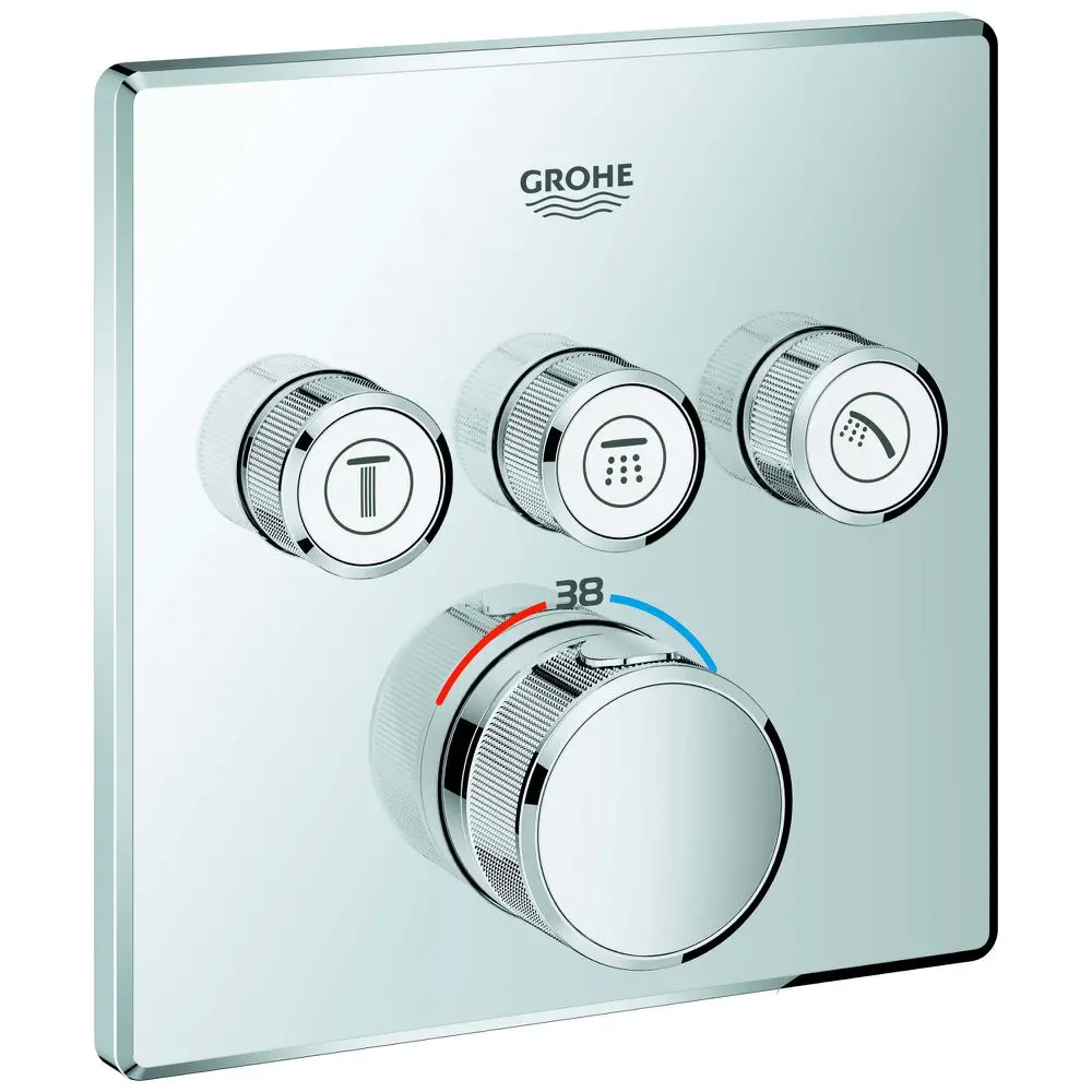 GROHE Fertigmontageset Grohtherm Smartcontrol UP-Thermostat, 3 Absperrventile, eckig, chrom-29126000