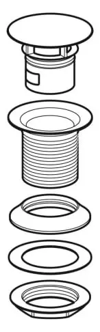 Geberit Ablaufventil mit freiem Auslauf und Ventilabdeckung: hochglanz-verchromt, L=5cm 152.050.21.1-152050211