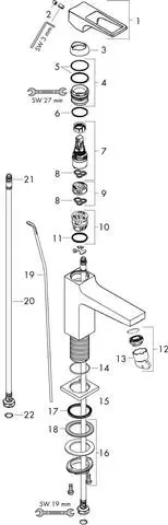Waschtisch-Einhebelmischer Metropol 110 EcoSmart 5 l/min, Ausladung 135 mm, mit Bügelgriff, Zugstang-74506000