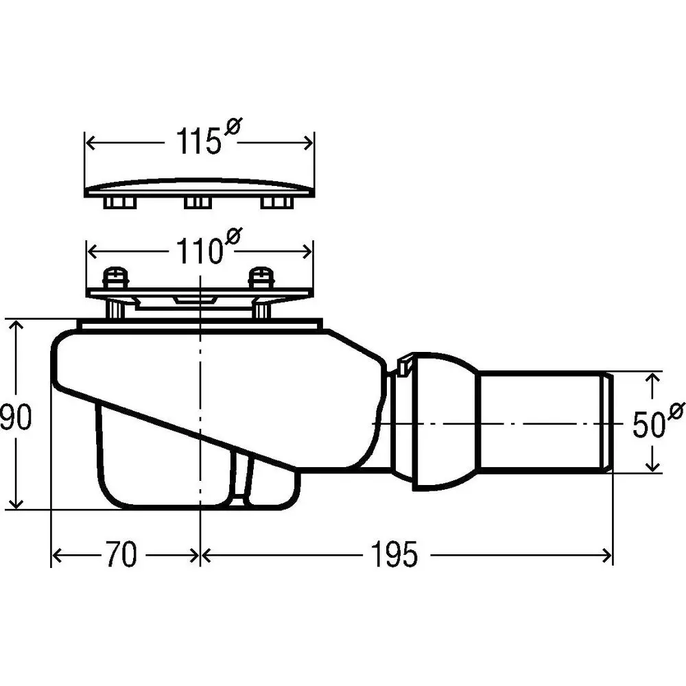 Viega Ablaufgarnitur Tempoplex Plus 6960 Ø 115 x 50 mm, Kunststoff verchromt-578916