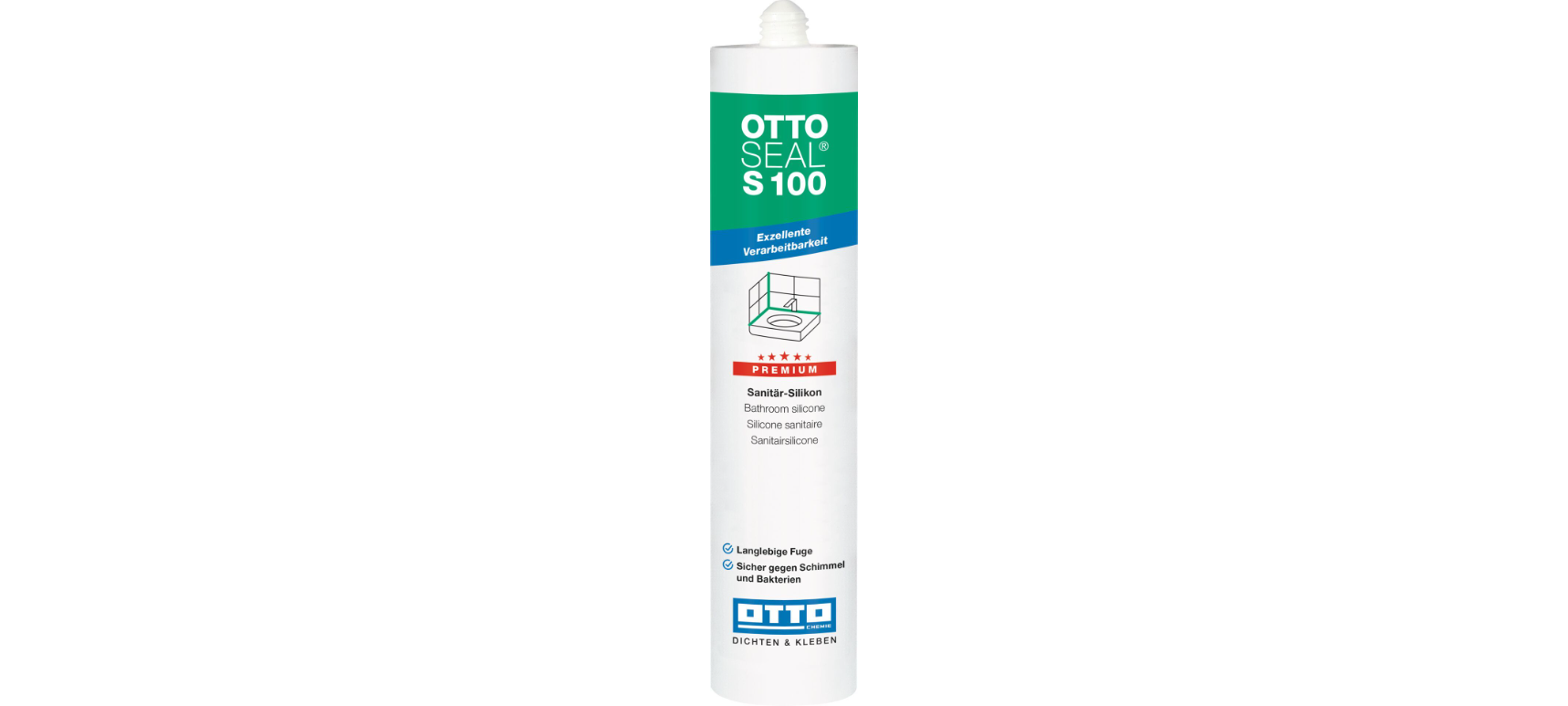 Ottoseal Premium Sanitär Silikon S100, weiss, a` 300 ml-S100-03-C01