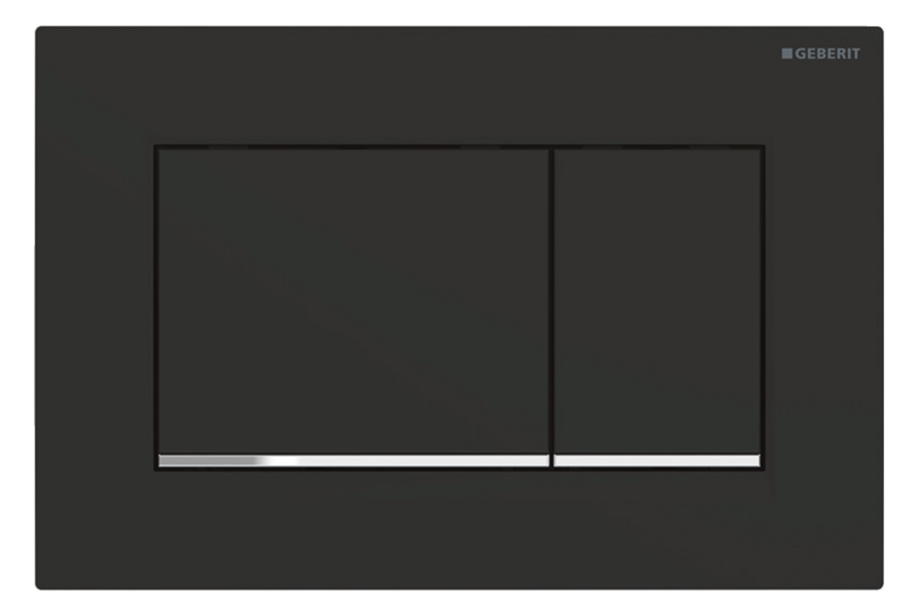 Geberit Betätigungsplatte Sigma20 Square, easy-to-clean-beschichtet, schwarz matt lackiert, hochglanz-verchromt 115.883.14.1-115883141