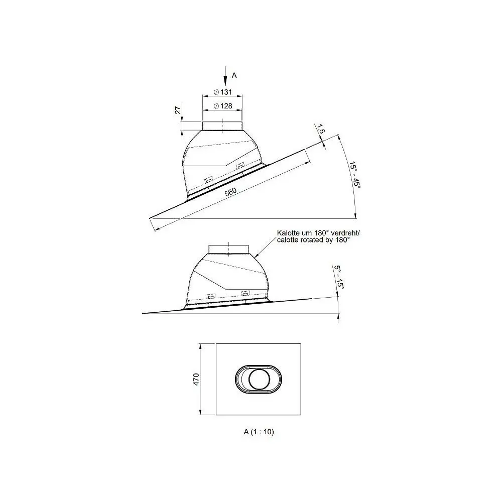 ATEC Schrägdachpfanne 5Grad-45Grad, 47 x 560 mm, schwarz-01556