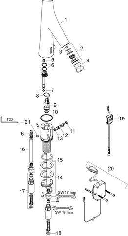 hansgrohe Waschtisch-Armatur Axor Starck Organic chrom, Elektronik, Temperaturvoreinstellung, Netzan-12174000
