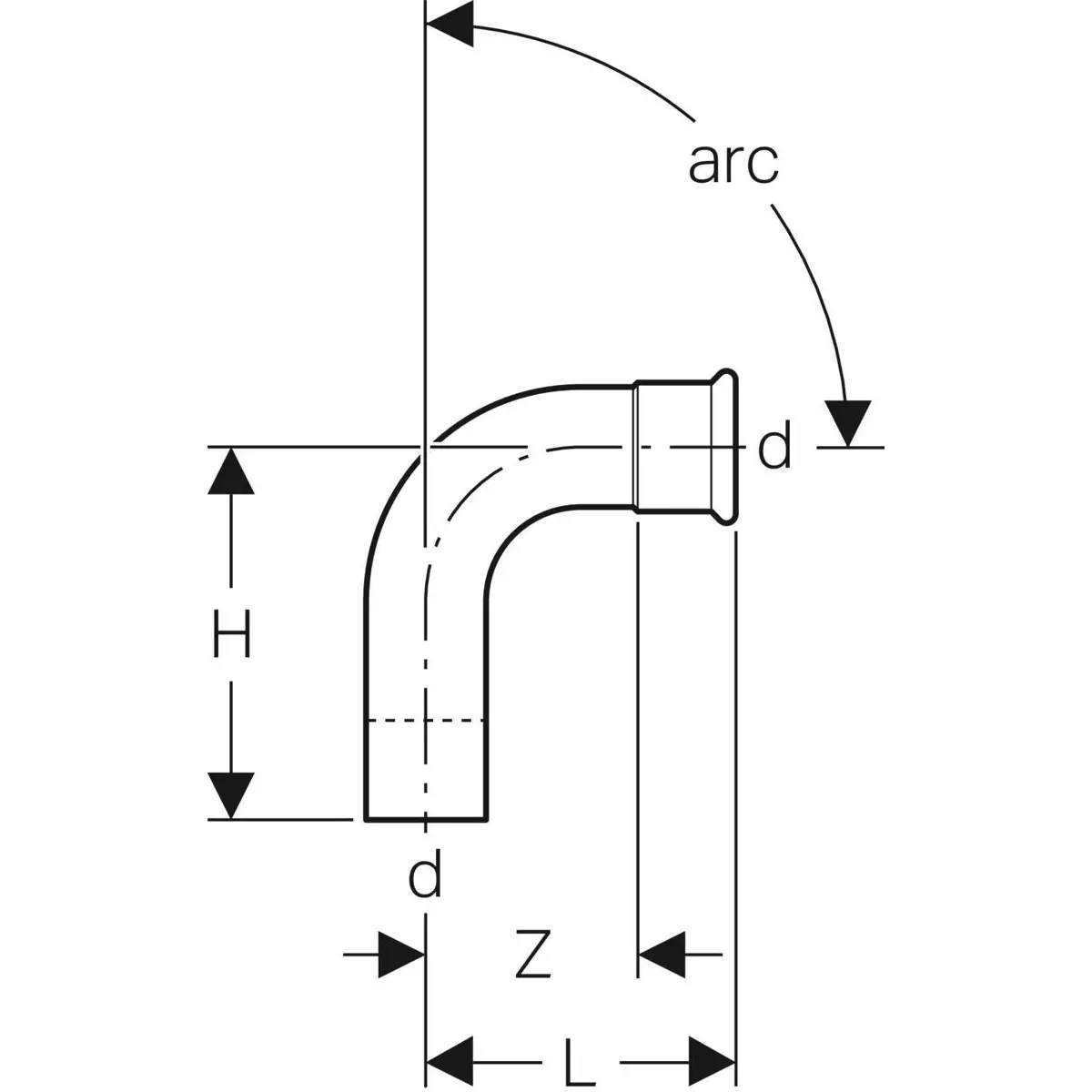 Geberit Bogen 90° mit Einschubende Mapress Kupfer-60302 Geberit Bogen 90° mit Einschubende Mapress Kupfer-60302