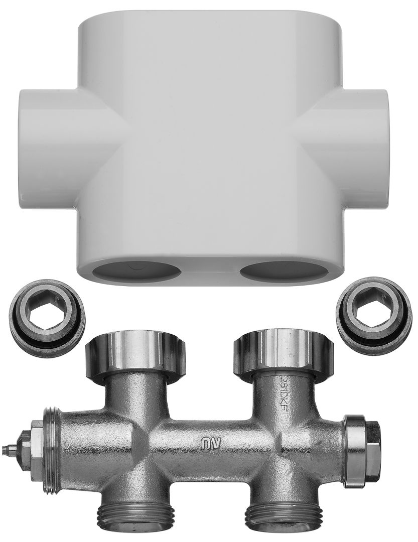 Kermi Ventilhahnblock Blende weiß, Durchgang-ZV00400001
