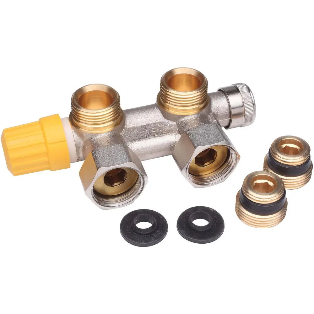 Danfoss Universalanschlussarmatur VHS-UN R 1/2" x G 3/4", Eck, matt vernickelt -013G4741