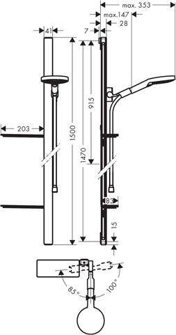 hansgrohe Raindance Select S Brauseset 120 3jet mit Brausestange 150 cm und Seifenschalen-27646000