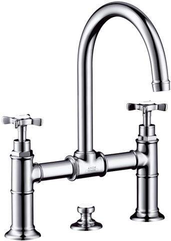 hansgrohe Waschtisch-Zweigriff-Brücken-Armatur Axor Montreux 220 DN 15, chrom, Ausladung 175mm, mit-16510000