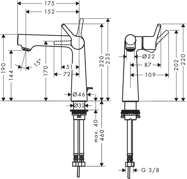 Waschtisch-Einhebelmischer Talis S 140 5 l/min, mit Ablaufgarnitur, chrom-72113000