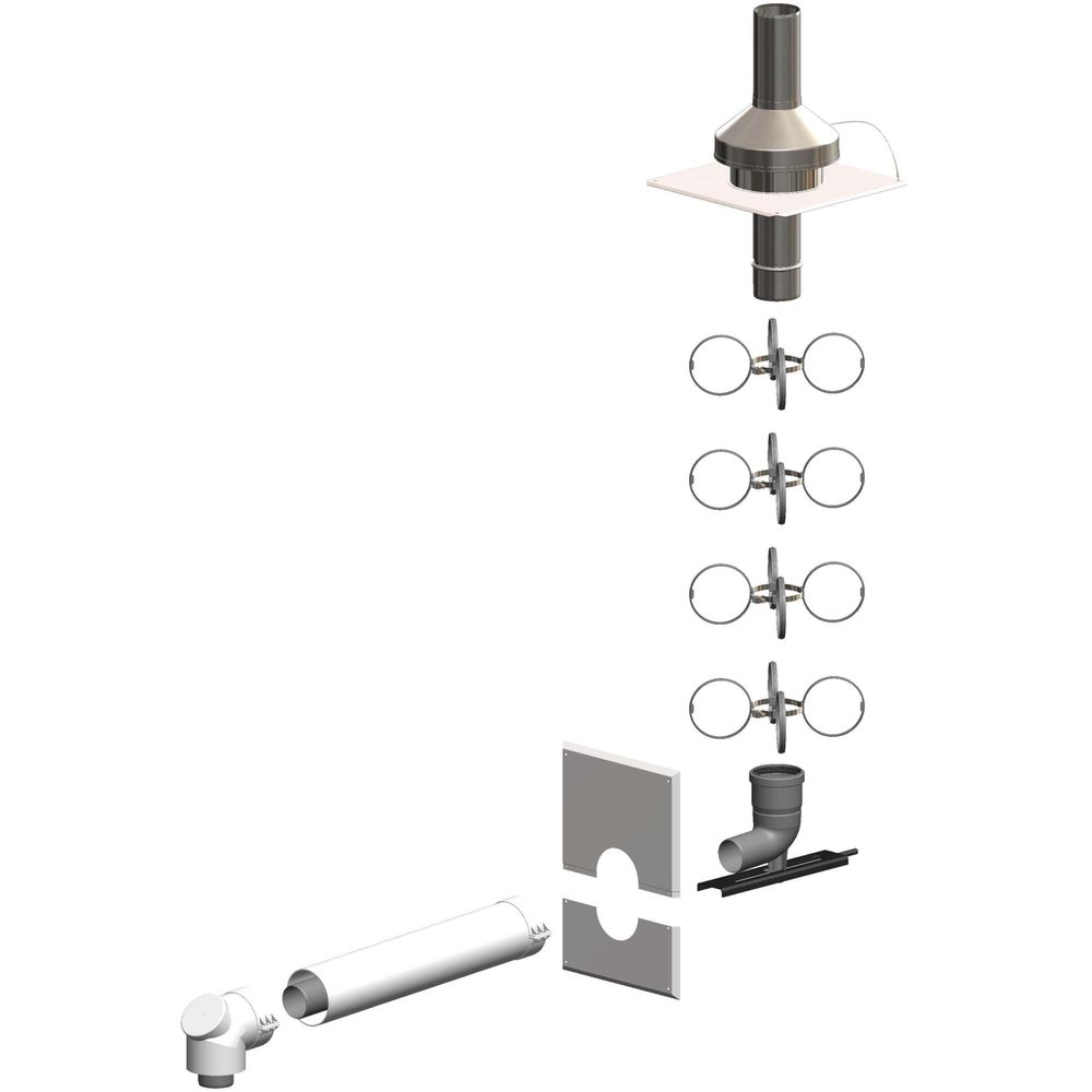 ATEC Schacht-Set PolyTwin DN 60/100-DN 80, PP-Abgassystem/PP, weiß-00581