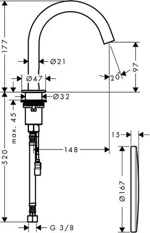 hansgrohe Waschtisch-Armatur Axor Uno elektronisch, mit Temperaturregulierung, Netzbetrieb, chrom-38010000