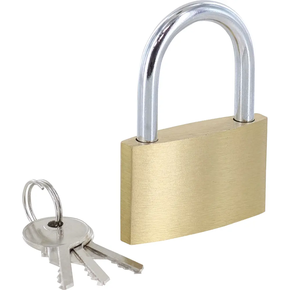 Triuso Zylinder-Vorhängeschloss, Messing, gehärteter Stahlbügel, hohe Sicherheit, 3 Schlüssel, Schloßbreite 50 mm-S50