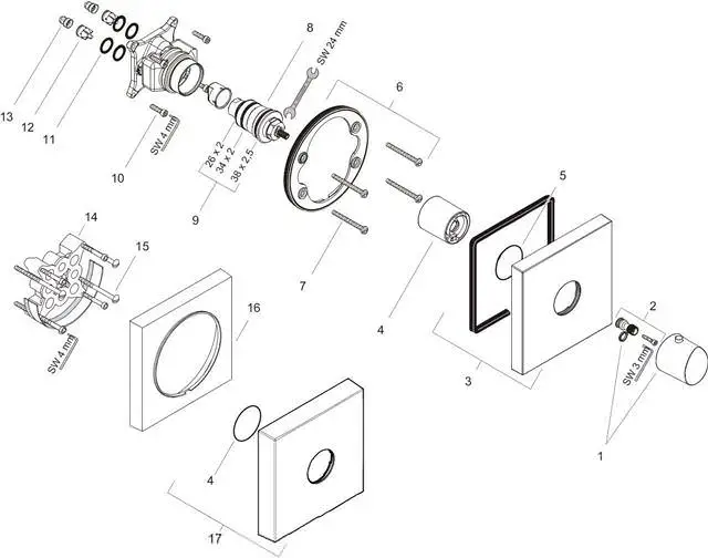 Hansgrohe Fertigmontageset Axor Starck Organic HighFlow UP-Thermostat, chrom-12711000
