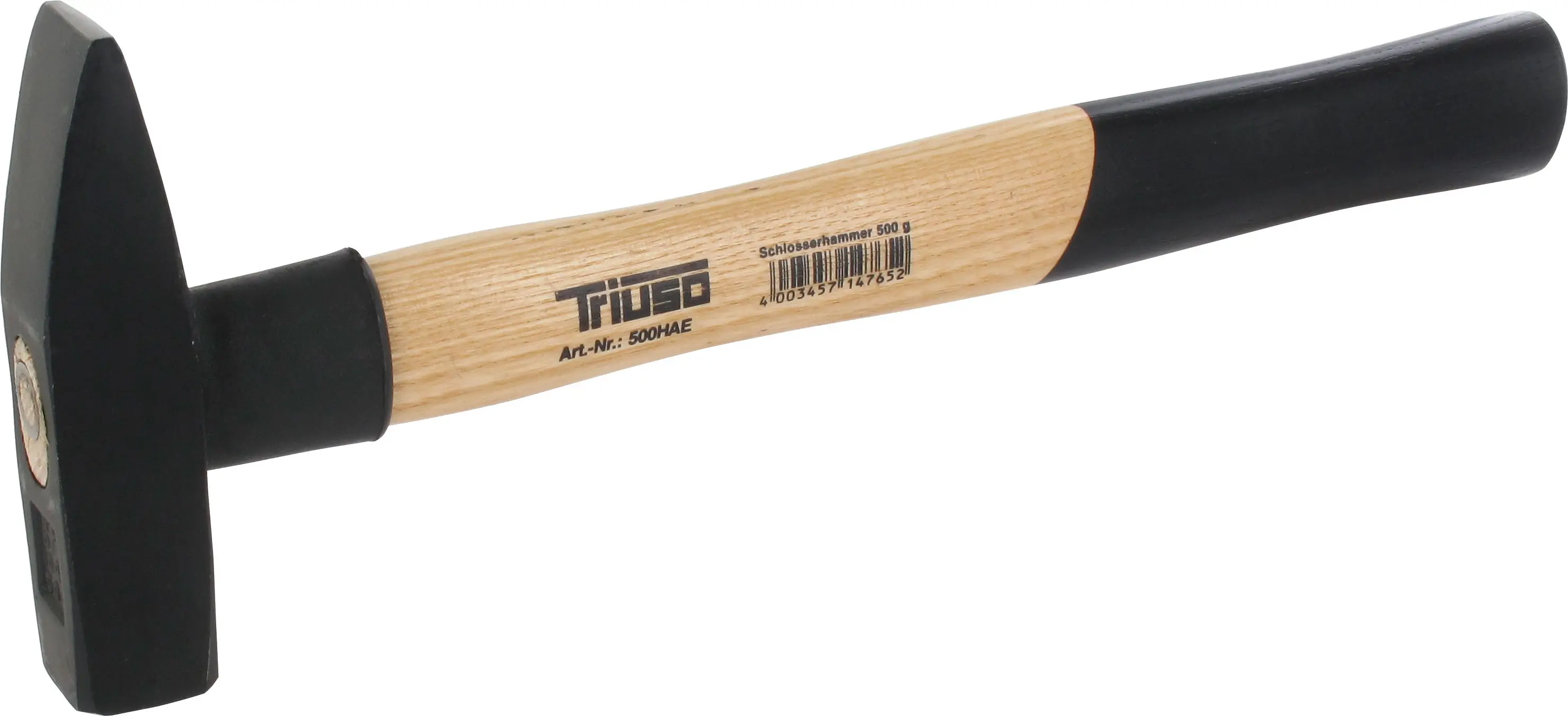Triuso Profi-Schlosserhammer DIN 1041, Bahn und Pinne poliert, Eschenstiel mit Stielschutzhülle-300HAE