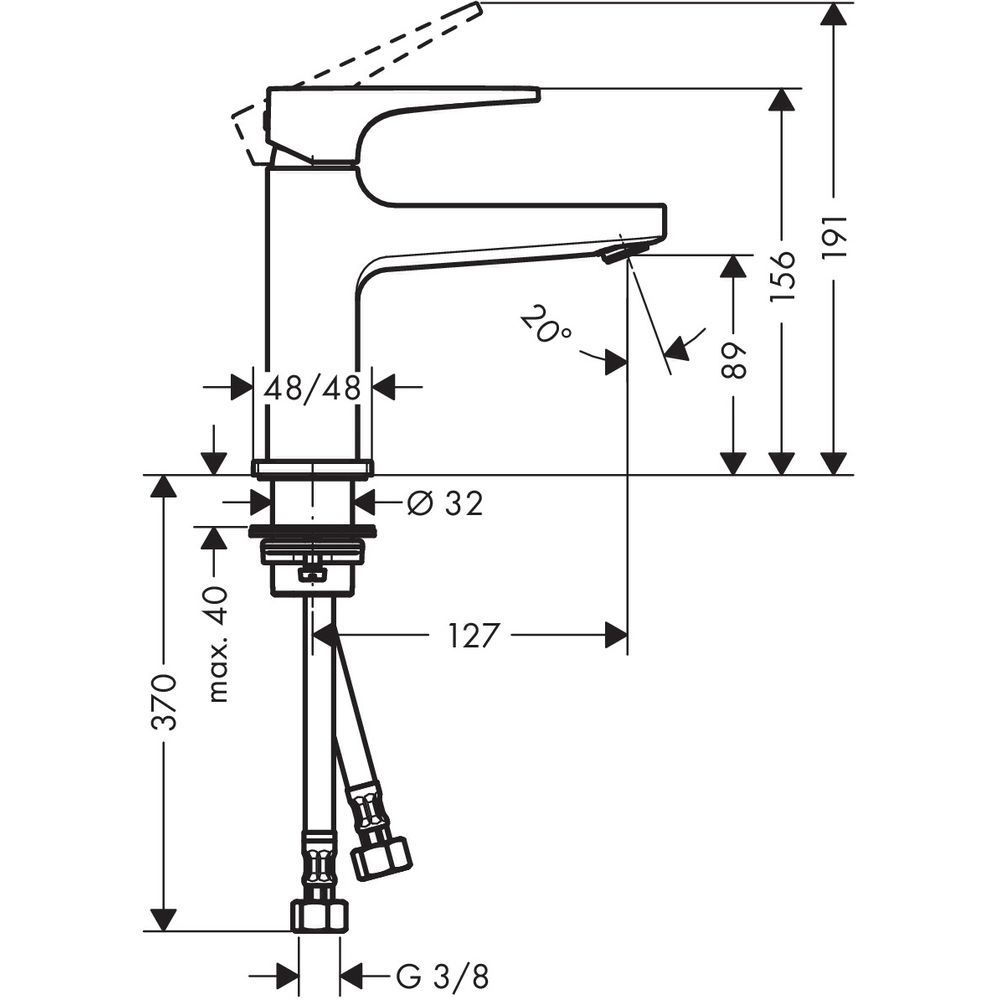 hansgrohe Waschtisch-Einhebelmischer 100 Metropol mit Hebelgriff, Push-Open Ablaufgarnitur, Ausladu-32500000