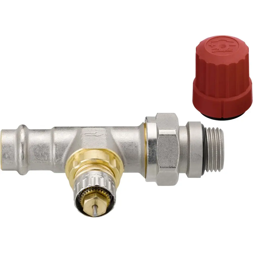 Danfoss Ventilgehäuse RA-N 15, Pressfit, R 1/2, Durchgang, selbstdichtender Nippel, matt vernickelt-013G3238 Danfoss Ventilgehäuse RA-N 15, Pressfit, R 1/2, Durchgang, selbstdichtender Nippel, matt vernickelt-013G3238