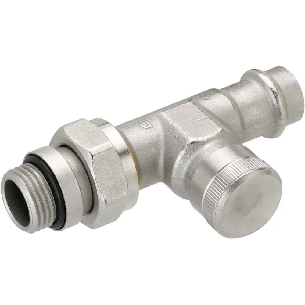 Danfoss Rücklaufverschraubung RLV Pressfit R 1/2, 15 mm, Durchgang, selbstdichtender Nippel, matt v-003L1824