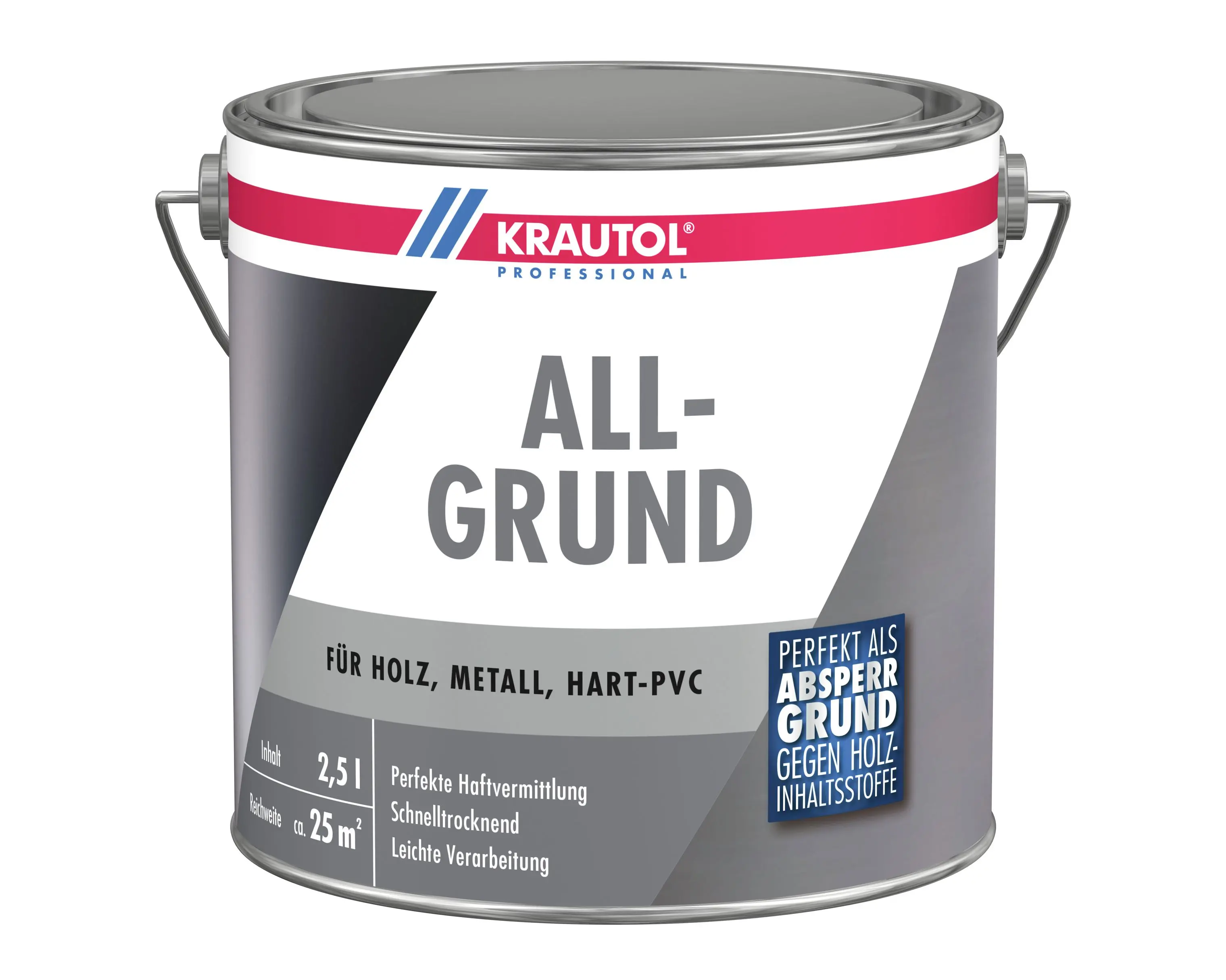 Krautol Acryl-Grundierung ALLGRUND für Holz, Metall und Hart-PVC, inklusive Rostschutz, 2,5 Liter, weiß-896315 Krautol Acryl-Grundierung ALLGRUND für Holz, Metall und Hart-PVC, inklusive Rostschutz, 2,5 Liter, weiß-896315