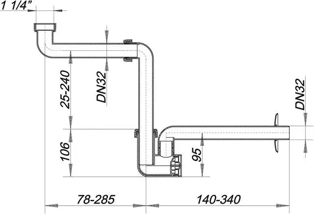 Dallmer Waschtisch-Möbel-Siphon 137 DN 32, Polypropylen, hochschlagfest-51103