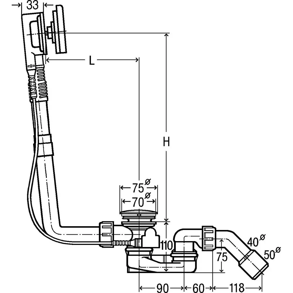 Viega Ab-/Überlaufgarnitur Multiplex 6171.10 Visign M9, DN 40/50 x 560 mm, verchromt-724566