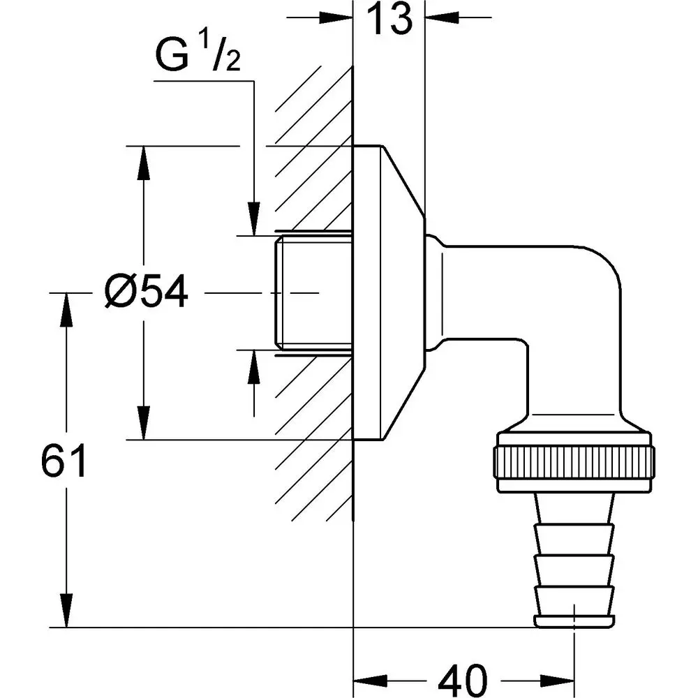 GROHE WAS-Schlauchanschlussbogen 1/2", ohne Rohrbelüfter, chrom -41125000