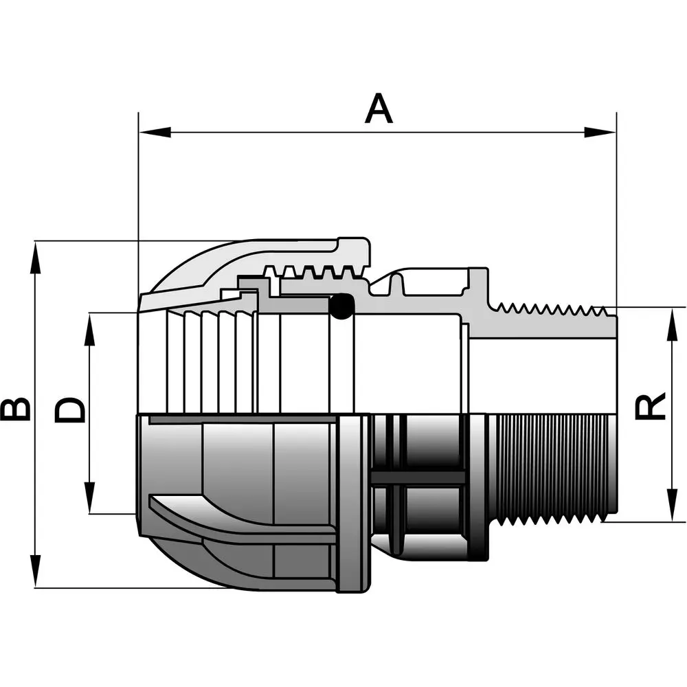 Gebo Plast Anschlussverschraubung 63 x 2", mit AG -13006306