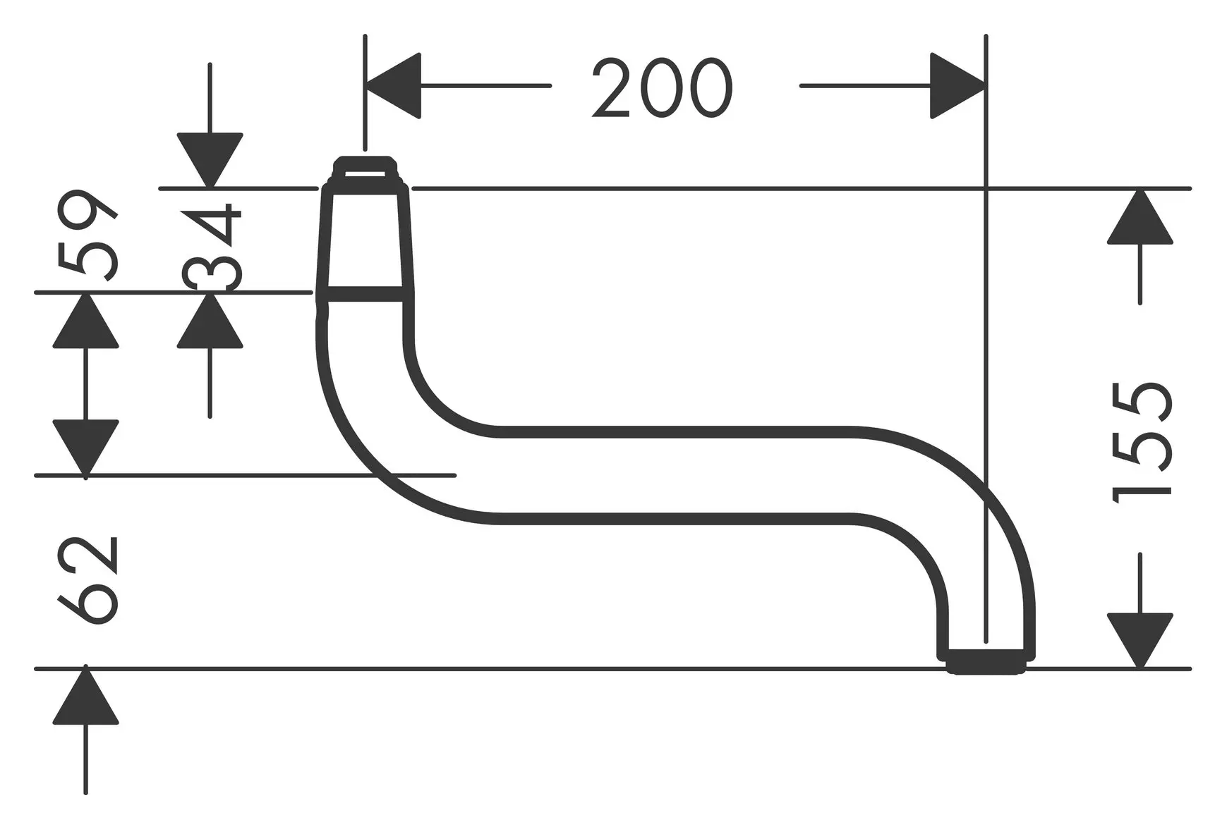 hansgrohe Auslauf Küche Wand 200mm chrom-92616000