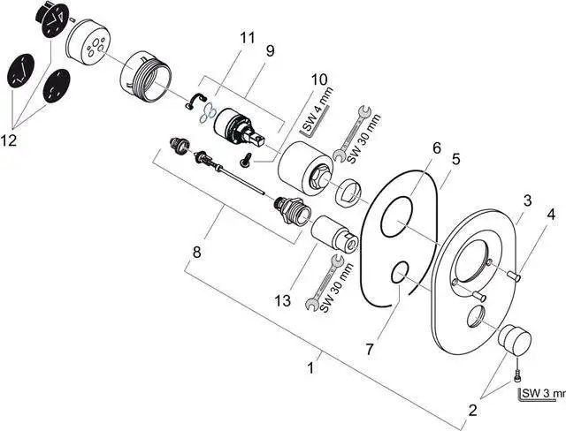hansgrohe Umrüstset-Wannenmischer-96385000