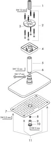 Hansgrohe Kopfbrause Raindance E 240 Air 1jet mit Deckenanschluss 100 mm, chrom-27380000