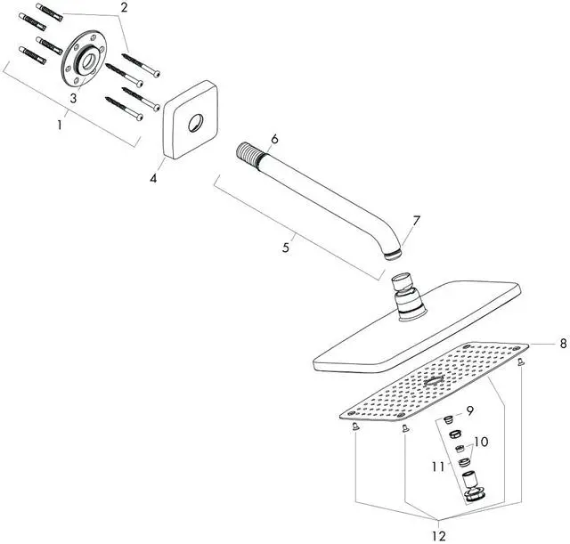 Hansgrohe Kopfbrause Raindance E 240 Air 1jet 9 l/min, 1jet, mit Brausearm 240 mm, chrom-27375000