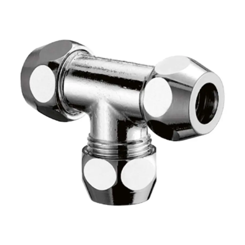 ASW T-Verschraubung 3x G 3/8 AG, Ø 10 mm, DN 10, verchromt-451410 ASW T-Verschraubung 3x G 3/8 AG, Ø 10 mm, DN 10, verchromt-451410