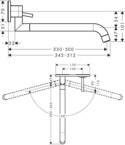 hansgrohe Spültisch-Wand-Einhebelmischer Axor Uno-38815800 hansgrohe Spültisch-Wand-Einhebelmischer Axor Uno-38815800