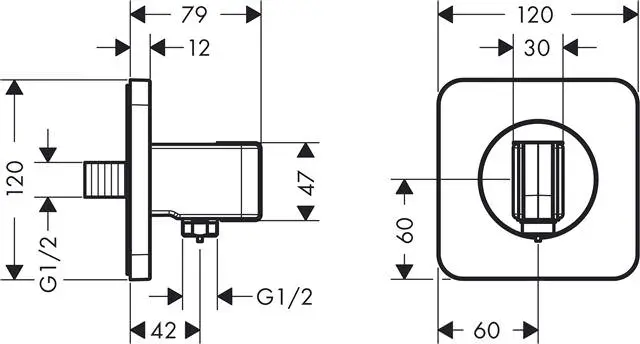 Hansgrohe Brausehalter Axor Citterio E Porter 120/120, für Schläuche mit konischer Mutter, chrom-36724000
