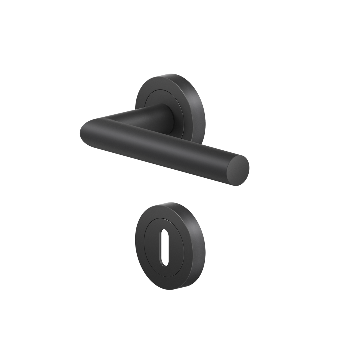 Türdriegel, Türgriff, Rundrosette, Schwarz, Material: Metall,