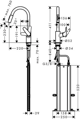 Küchen-Einhebelmischer Focus M41-240-73880800